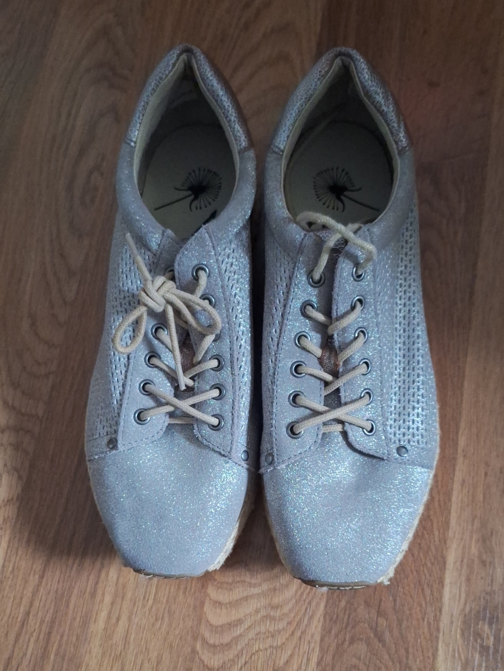 OTBT Meridian Metallic Leather Sneakers Espadrille Shoes Lace Up Platform Sz9.5M